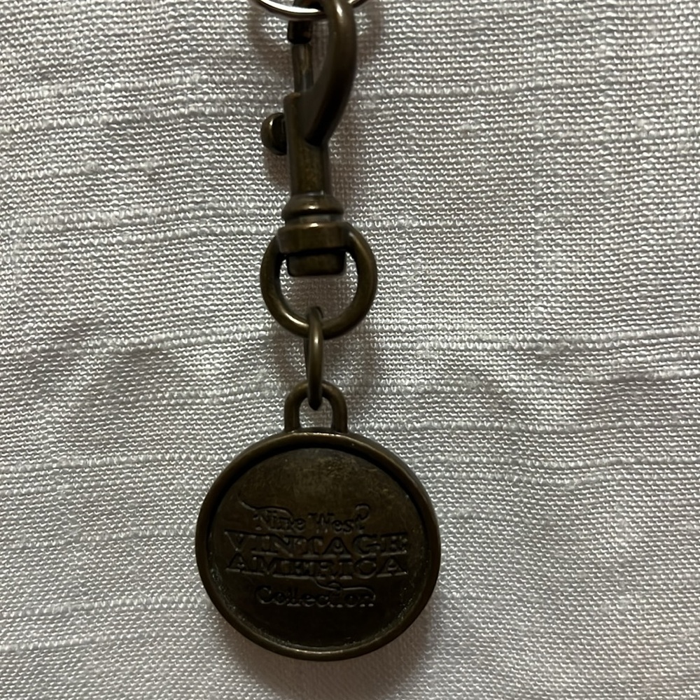 Nine West Vintage America Collection Round Brass Finish Key Chain or Purse Charm
